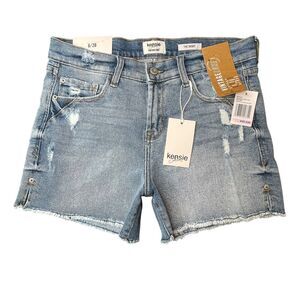 Kensie Jeans Vintage Luxe The Short Distressed Denim Shorts 6/28 NWT